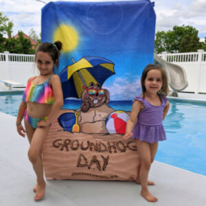 groundhog day beach towel